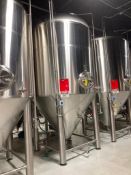 B Cast 60 bbl insulated glycol jacket 304SS fermentation tank, model BC-BFT 60BBBL, 14.9 jacket pres