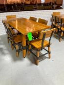 Wood construction table 60 in x 29 with 8 chairs
