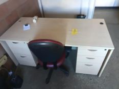 Wood desk and chair