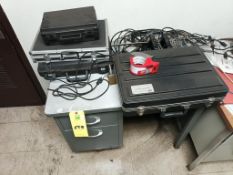 Metal desk with misc contents