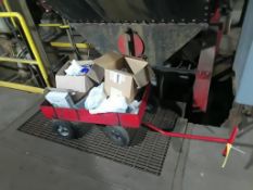 Red wagon with contents misc electrical bolts spare parts