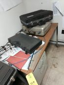 Metal desk with misc contents