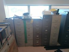 Lot of 4 filing cabinets with shelving