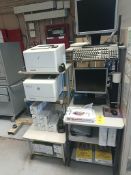 Desk with computer and printer