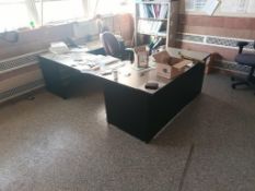 Room and contents U shape desk with metal cabinet and office chair