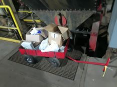 Red wagon with contents misc electrical bolts spare parts