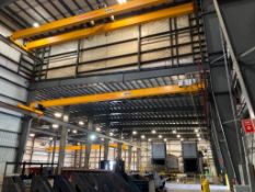 Kone overhead crane with wireless remote and electrical control panel, 5000 kg capacity, approx 60 f