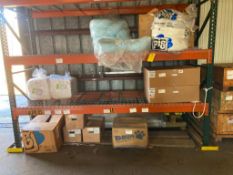 LOT OF pallet rack, 30 in x 30 in oil pad and oil absorbent boom 8 in x 10 ft lg
