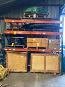 LOT OF pallet rack includes contents not include tagged items, hoses, idler chain sprocket, pendant