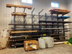 LOT OF pipe rack includes contents, radon pipes and lengths