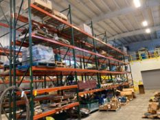 LOT OF pallet rack includes contents not included tagged parts, conveyor drum rollers, expansion joi