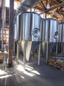 American Beer Equipment Polished stainless steel jacketed fermentation tank, 30 BBL, approx 6' diame