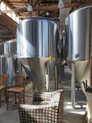 American Beer Equipment Polished stainless steel jacketed fermentation tank, 30 BBL, approx 6' diame