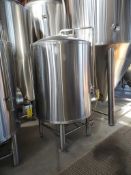 Polished stainless steel jacketed Brite tank, Estimated 20 BBL, approx 4' diameter x 7' Tall, Loadin