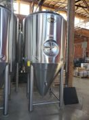 American Beer Equipment Polished stainless steel jacketed fermentation tank, 30 BBL, approx 6' diame