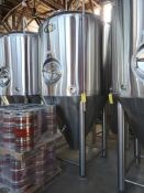 American Beer Equipment Polished stainless steel jacketed fermentation tank, 30 BBL, approx 6' diame