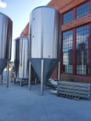 BrewPro Polished stainless steel jacketed fermentation tank, 120 BBL, approx 7.5' diameter x 19' tal