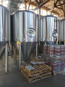 American Beer Equipment Polished stainless steel jacketed fermentation tank, 30 BBL, approx 6' diame