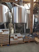 American Beer Equipment Polished stainless steel jacketed fermentation tank, 30 BBL, approx 6' diame