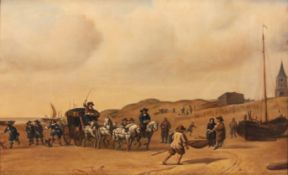 Adriaen VAN DE VELDE (1636 - 1672) nach. Eine Kutsche am Strand von Scheveningen.