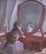 Frank PATON (1855 - 1909). Cat in front of the mirror. 1883.
