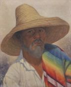 Eduardo MORALES (1868 - 1938). Mann mit Strohhut. 1937.