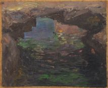 Wilhelm LEFEBRE (1873 - 1974). Ölstudie. Meeresgrotte.