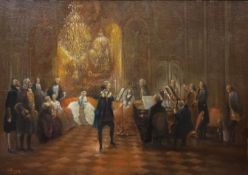 Adolph VON MENZEL (1815 - 1905) Kopie nach. "Flötenkonzert Friedrichs des Großen in Sanssouci".