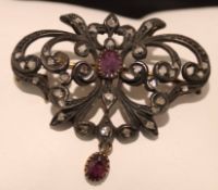antike Trauerbrosche 18k Gold mit Diamanten