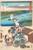 Lot: 24 Blätter von Kunisada, Toyokuni III (1786–1864) und Utagawa Hiroshige (1797–1858)