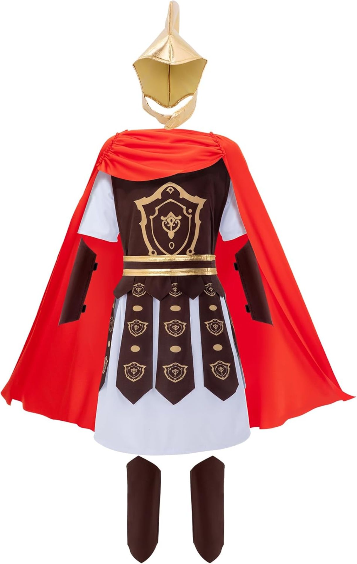 WIKITOT Roman Costume Kids, Roman Soldier Costume with Golden Helmet, Gree - RRP £13.99 (B0DSFXKM2R)