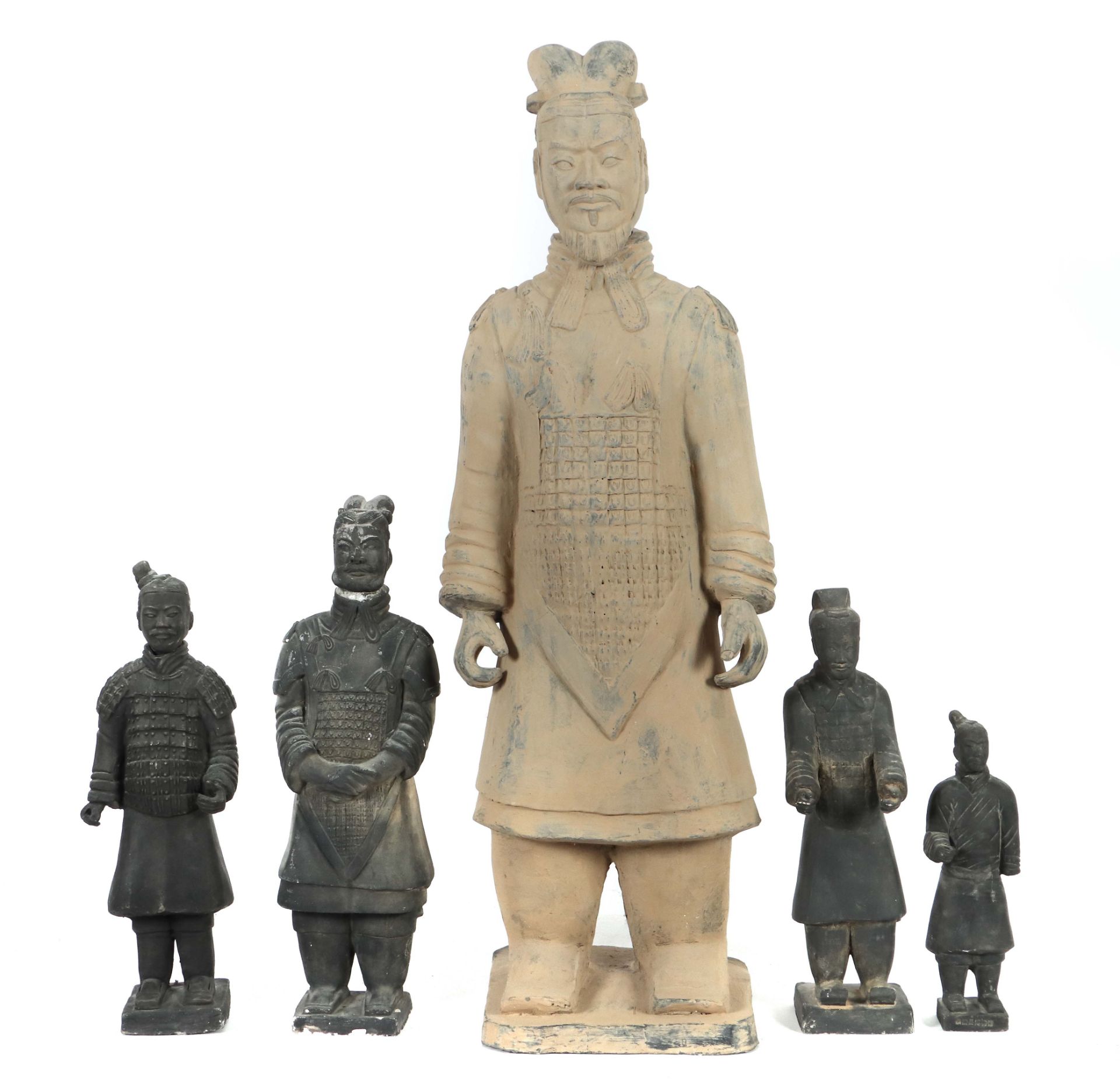 Konvolut 5 Kriegerfiguren China, 20.