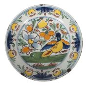 Fayenceteller mit Vogelmalerei