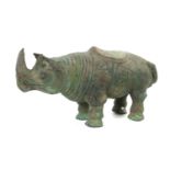 Nashorn China, 18./19. Jh., Bronze,