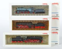3 Dampflokomotiven mit Tender Märklin,