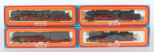 4 Dampfloks mit Tender Märklin, Spur