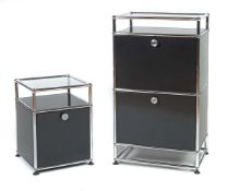 Zwei schwarze USM Haller-Schrankmodule