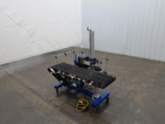 LM Label Mill Pressure Sensitive Labeler With Hytrol Case Belt Conveyor