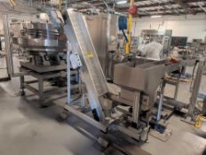 Stainless Steel Vibratory Hopper and Cleated Incline Conveyor