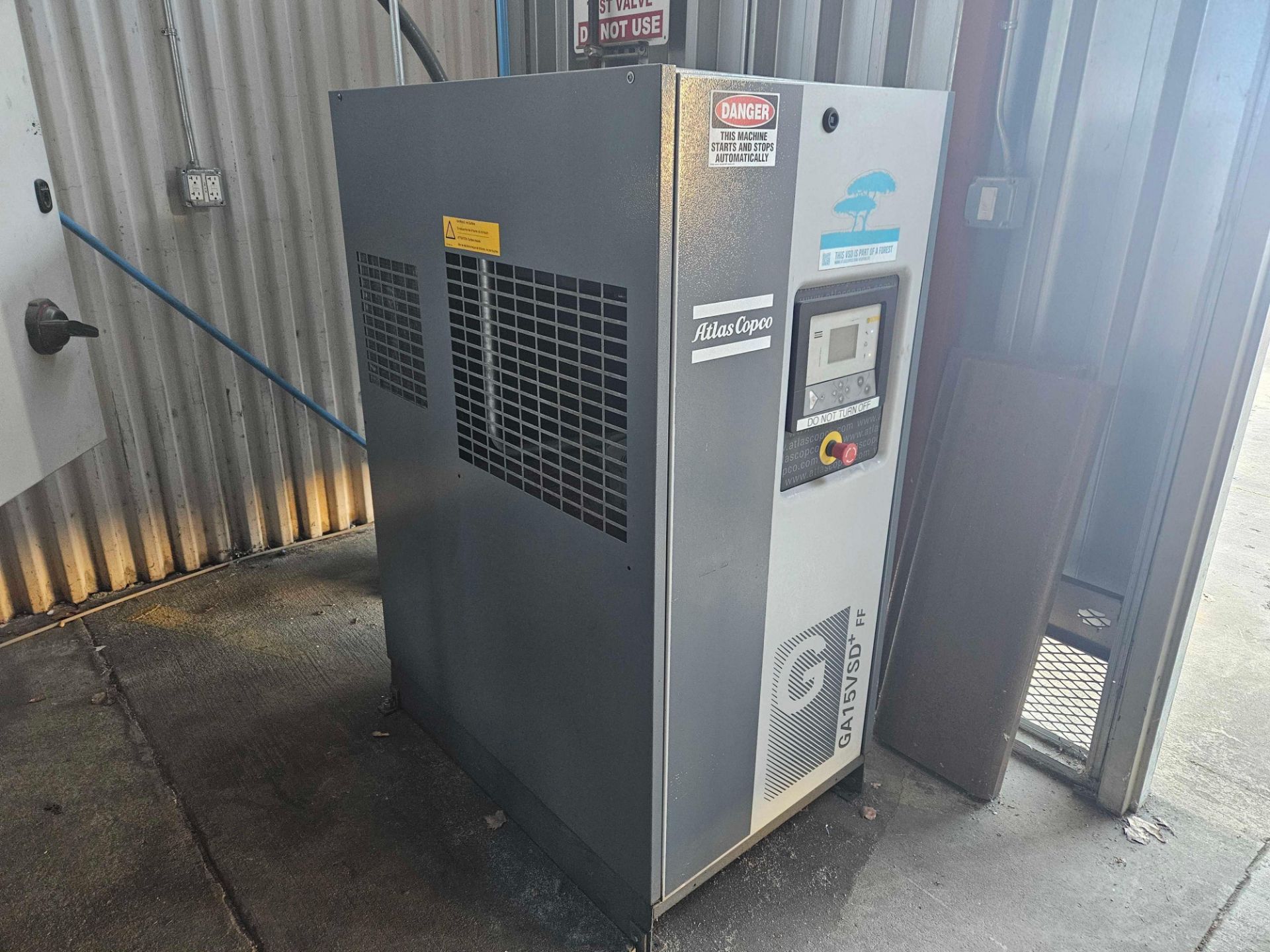 Atlas Copco Air Compressor (Backup) with: Model: GA15VFD +FF Serial ...