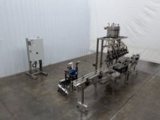 E Pak 10 Head Inline Pressure Gravity Filler with 15' Long Conveyor