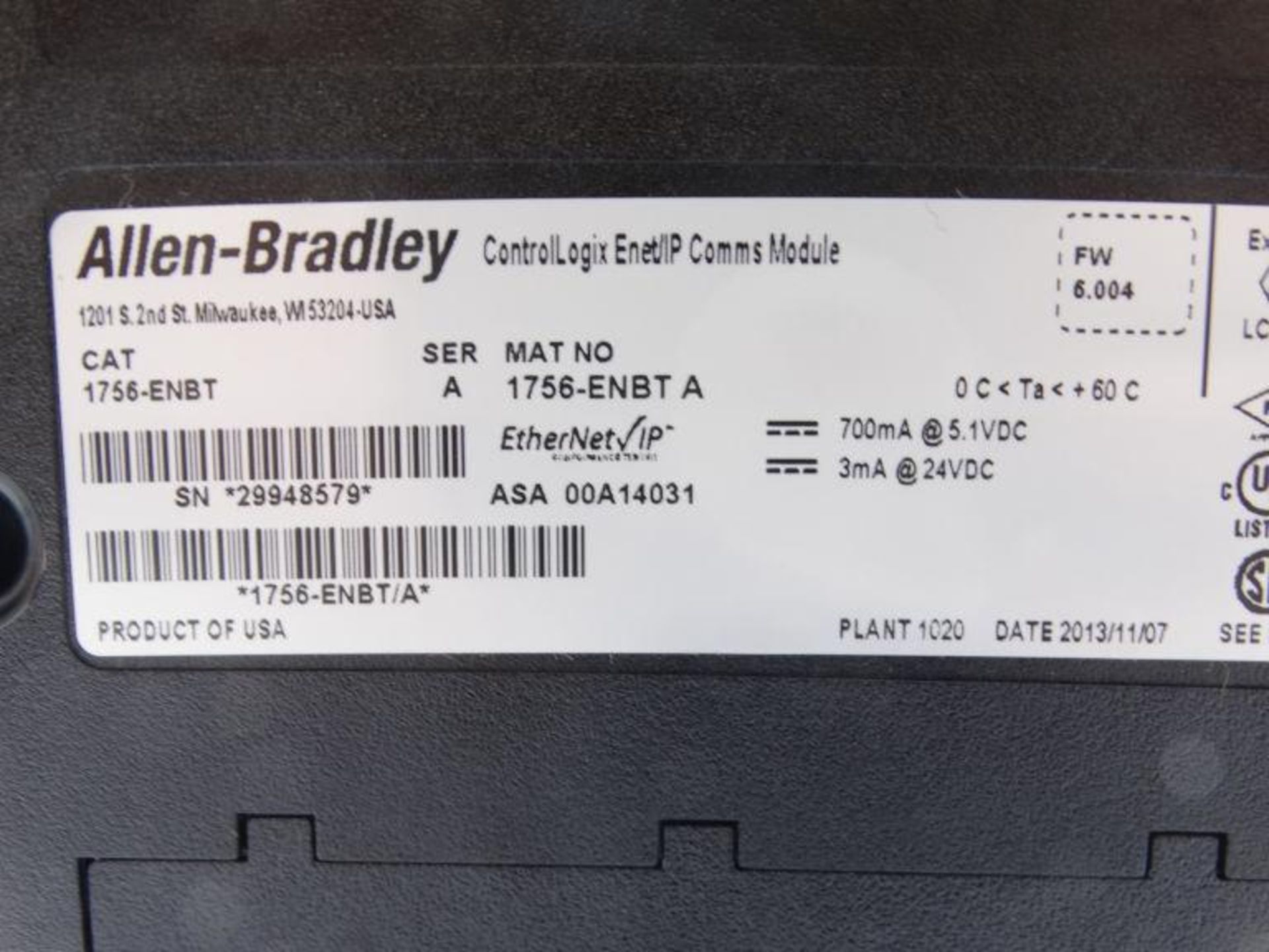New in Box ALLEN BRADLEY 1756-ENBT PLC MODULE - Image 3 of 3