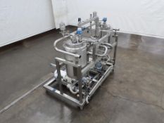 Sani-Matic 20 Gallon (2) Tank Stainless Steel Brew Hopper System on Frame with Waukesha Pumps