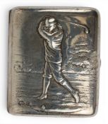 Edwardian, A silver cigarette case, of golfing interest