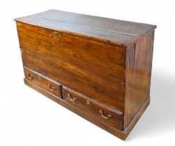 English, 18th century, a George III oak linen chest