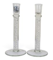 A pair of Murano-style glass candlesticks