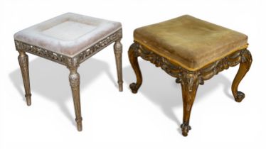 A French late 19th century style carved giltwood stool, in the Louis XV style