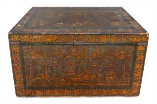 A Chinese export black and gilt lacquer chest, 19th century