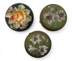 A pair of 19th century antique beadwork covered footrests