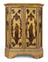 Italian, 18th century and later, a painted pine corner cupboard